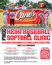 Free Keiki Baseball & Softball Clinic