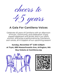 Cantilena Fall Gala - Nov 9 - 2:30 PM - Arlington MA