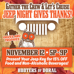 Hooters Jeep Night Gives Thanks!