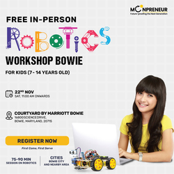In-Person Free Robotics/Math Workshop for Kids at Bowie, MD (7-14)