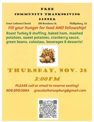 Free Community Thanksgiving Dinner, Thursday, Nov. 27; 2 - 4PM