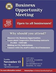 Business Meeting City Of Reading 815 Washington Street Reading PA 19601 Time 12:00 PM to 2:00 PM