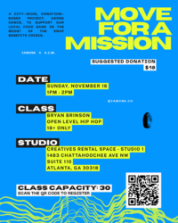 18+ ALL LEVEL Hip Hop Dance Class - Sun Nov. 16th 1-2pm at Creative Rental Space - 1483 Chattahooche