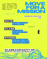 18+ ALL Level Modern Dance Class - Dec 7th 3:30-4:30p - MOTUS - 735 N Main St Alpharetta, GA 30009