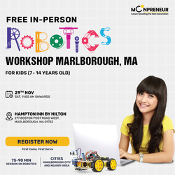 In-Person Free Robotics/Math Workshop for Kids at Marlborough, MA (7-14)
