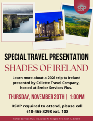 Special Travel Presentation at SSP: Shades of Ireland - Thursday, November 20th
