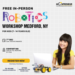 In-Person Free Robotics/Math Workshop for Kids at Medford, NY  (7-14)