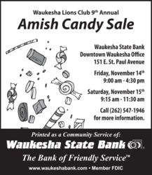 Waukesha Lions Club 9th Annual Amish Candy Sale