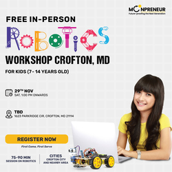 In-Person Free Robotics/Math Workshop for Kids at Crofton, MD (7-14)
