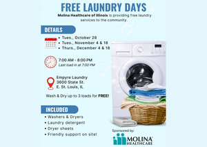 Molina Healthcare of IL, Empyre Laundry: Clean Start Community Day Laundry- Free Wash Day in E.STL