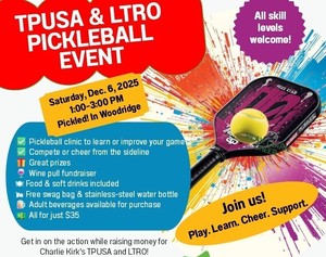 The LTRO & TPUSA pickleball event will take place at 1 p.m. on Sat., Dec. 6 at Pickled! Woodridge