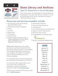 Public Service Areas Open for Second Saturday - 9:00 a.m. to 4:00 p.m.