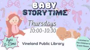 Baby Story Time at the Vineland Public Library- December 4th 10-10:30am