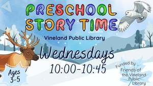 Preschool Story Time at the Vineland Public Library- December 17th, 10-10:45am