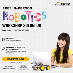 In-Person Free Robotics/Math Workshop for Kids at Solon, OH  (7-14)