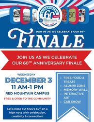 Mesa Community College's 60th Anniversary Finale on December 3, 2025 from 11 AM - 1 PM