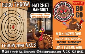 🔥 Thanksgiving Axe Throw! 🔥 Things to do Thanksgiving!🪓 – BOGO Special! Hatchet Hangout Axe