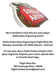 Stella Artois Glass Engraving at Flight Wine Bar