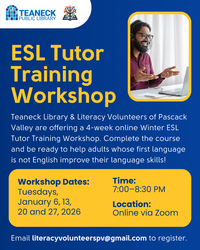 ESL Tutor Training Workshop (with the Teaneck Library)