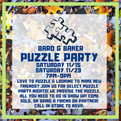 Puzzle Party Puzzlers Night at Bard & Baker in Troy