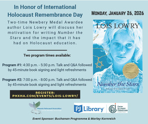 International Holocaust Remembrance Day Event Featuring Author Lois Lowry