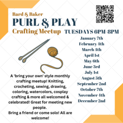 Purl & Play Crafting Meetup at Bard & Baker in Troy