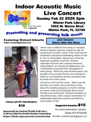 Indoor Acoustic Music Live Concert- Richard Gilewitz album Release Tour