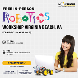 In-Person Free Robotics/Math Workshop for Kids at Virginia Beach, VA (7-14)