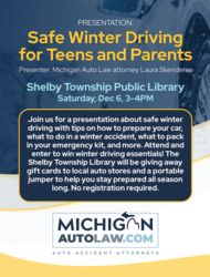 FREE Safe Winter Driving for Teens and Parents with Michigan Auto Law