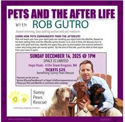 Sunny Paws Rescue presents "Pets and the Afterlife" Fundraising Lecture for grieving pet parents