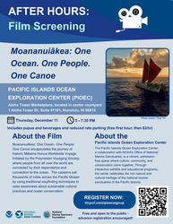 After Hours: Film Screening of Moananuiākea: One Ocean. One People. One Canoe