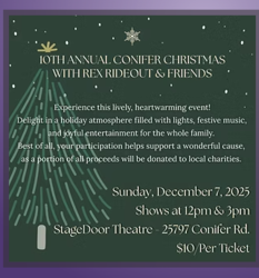 StageDoor hosts the 10th Anniversary of A CONIFER CHRISTMAS! Sun Dec.7 at 12 & 3pm. $10 all seats!