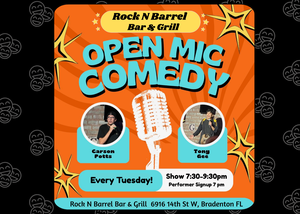 Comedy Open Mic Night at The Rock N Barrel Bar & Grill (Every Tuesday! 7:30-9:30pm) FREE Admission