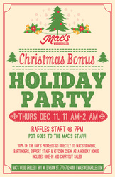 Christmas Bonus Holiday Party at Mac's Wood Grilled
