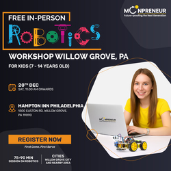 In-Person Free Robotics/Math Workshop for Kids at Willow Grove, PA (7-14)