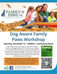 Kindred Dog Brings “Doggie DetectiveTM” Children’s Workshop to La Jolla on December 13