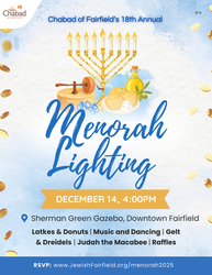Chabad of Fairfield - Menorah Lighting & Gelt Drop at Sherman Green