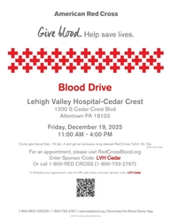 Lehigh Valley Jefferson Cedar Crest Hospital Community Blood Drive