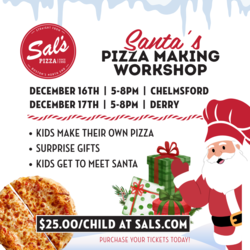 Santa’s Pizza Making Workshop at Sal’s Pizza in Chelmsford, MA