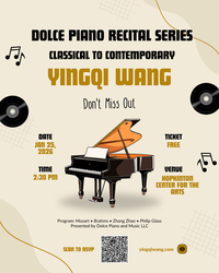 Dolce Piano Recital Series: Classical to Contemporary — Yingqi Wang, piano