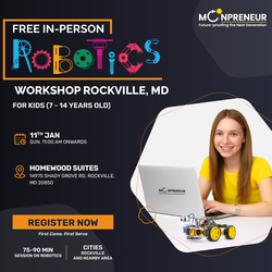 In-Person Free Robotics/Math Workshop for Kids at Rockville, MD (7-14)