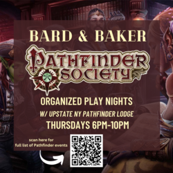 Pathfinder Organized Play Night at Bard & Baker in Troy