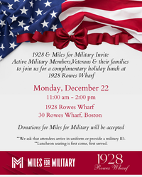 Complimentary Holiday Lunch for Veterans and Active Military: Boston Restaurant Gives Back