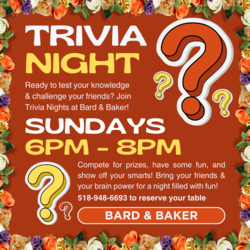 Sunday Night Trivia at Bard & Baker in Troy