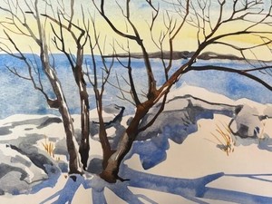 Trees in Winter Landscape: Watercolor Class with Artist Hazel Jarvis