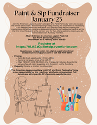 American Legion Auxiliary Unit 210 Paint & Sip Fundraiser January 23