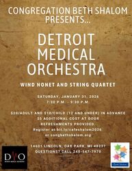 Cafe Shalom featuring Detroit Medical Orchestra Wind Nonet and String Quartet