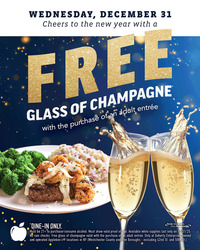 Free Champagne Toast on New Year’s Eve at Doherty Enterprises–Owned Applebee’s in NYC