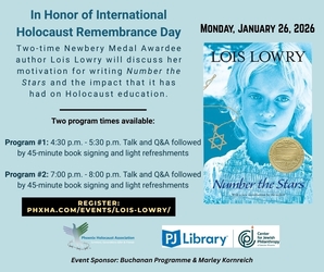 INTERNATIONAL HOLOCAUST REMEMBRANCE DAY EVENT FEATURING AUTHOR LOIS LOWRY