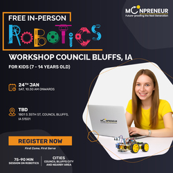 In-Person Free Robotics/Math Workshop for Kids at Council Bluffs, IA (7-14)